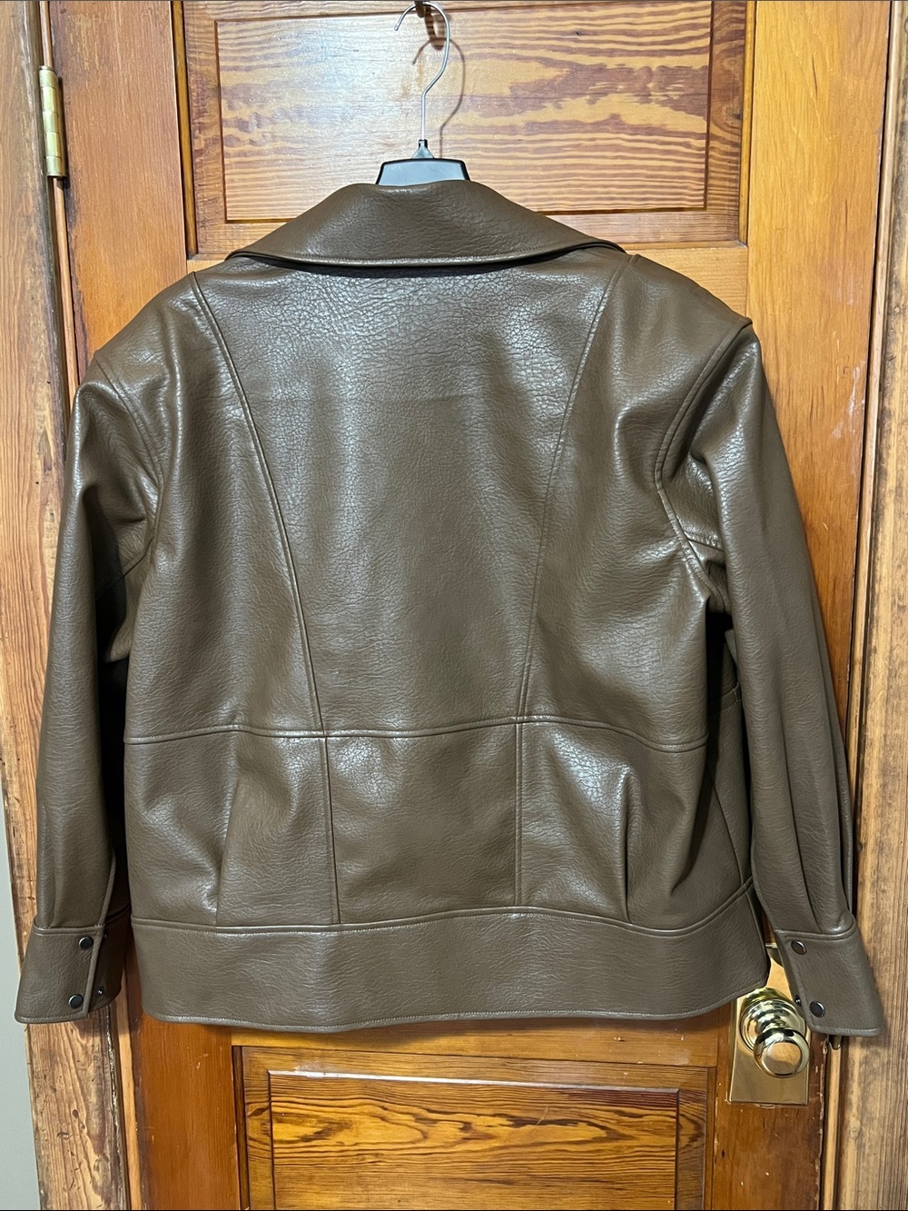 NWT Ashley Graham Faux Leather Moto Jacket Brown Size 1x - Picture 4 of 7